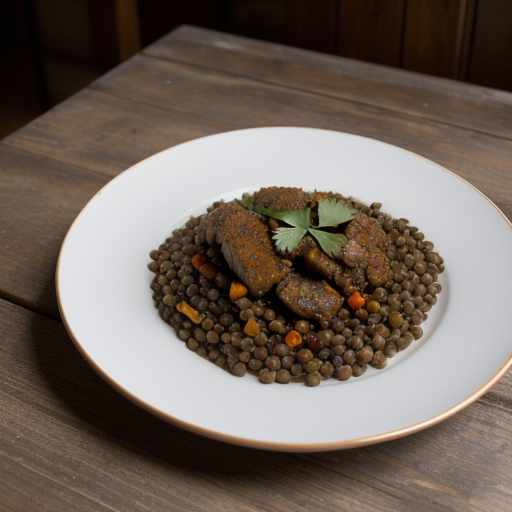 Lentejas en Adobo (Lentils With Chilies~ Pork recipe image