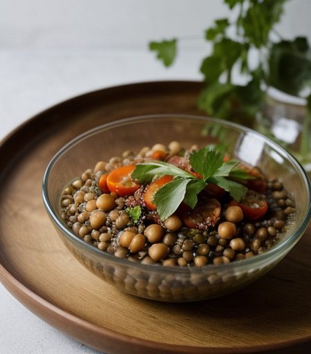 Lentil, Garbanzo Bean and Tomato Salad recipe image
