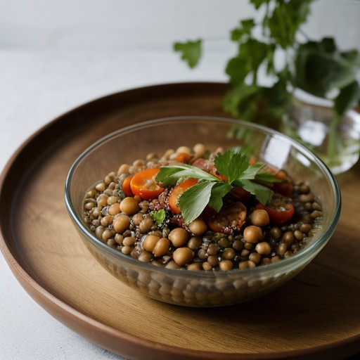 Lentil, Garbanzo Bean and Tomato Salad recipe image
