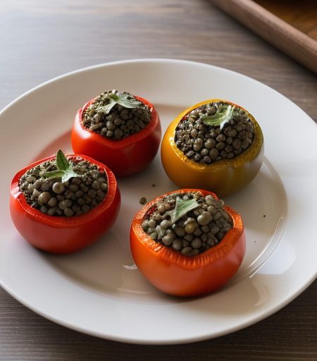 Lentil & Herb Stuffed Tomatoes & Peppers - House Beautifu recipe image