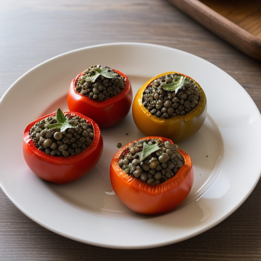 Lentil & Herb Stuffed Tomatoes & Peppers - House Beautifu recipe image