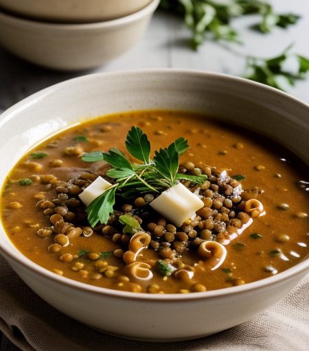 Lentil & Macaroni Soup recipe image