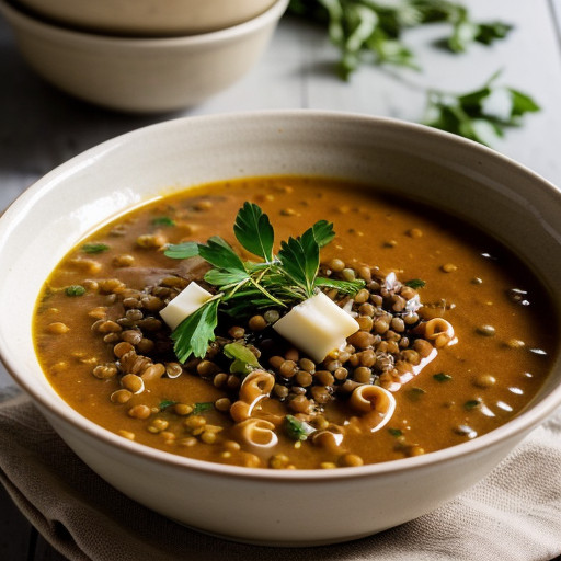 Lentil & Macaroni Soup recipe image