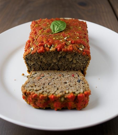 Lentil Nut Loaf With Red Pepper Sauce recipe image