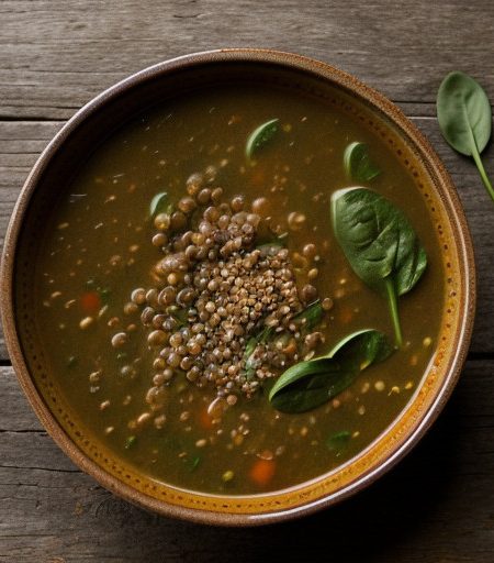 Lentil & Spinach Soup~ Adas Bi Sabaanikh (V recipe image