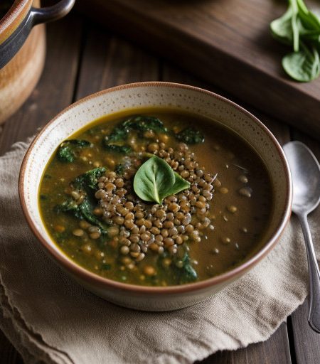 Lentil and Spinach Soup, Adas Bi Sabaanikh (V recipe image