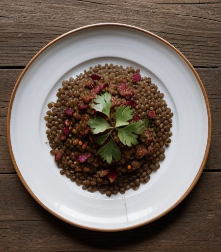 Lentils~ Brown Rice & Bacon recipe image