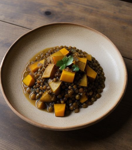 Lentils Curried With Rhubarb and Potatoes recipe image