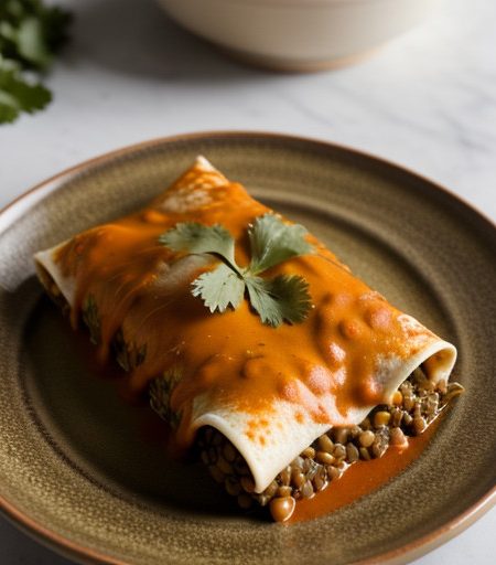 Lentils & Spanish Rice Enchiladas recipe image