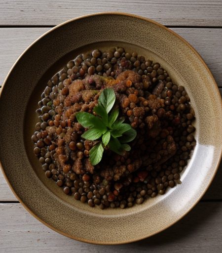 Lentils With Chilies~ Pork~ & Fruit recipe image