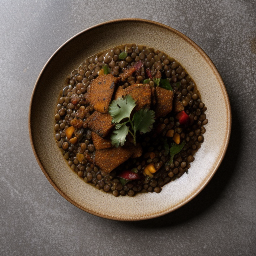 Lentils With Chilies, Pork, and Fruit - Lentejas en Adobo recipe image