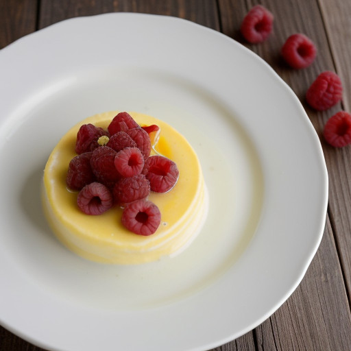 Light Lemon Pudding With Raspberries recipe image