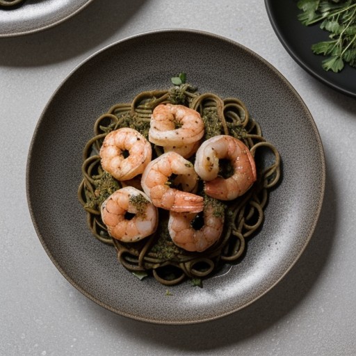 Lime Cilantro Shrimp Over Black Pasta recipe image