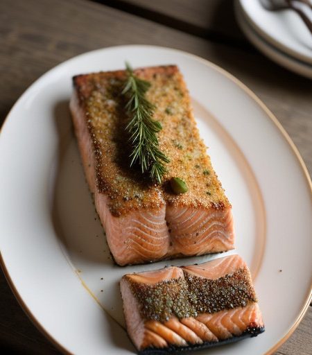 Linguica Crusted Roasted Salmon Cedar Plank recipe image