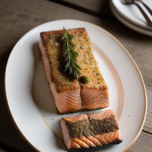 Linguica Crusted Roasted Salmon Cedar Plank recipe image