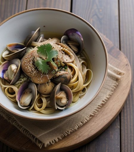 Linguine & Clams in Ginger-Soy Broth *Jb recipe image