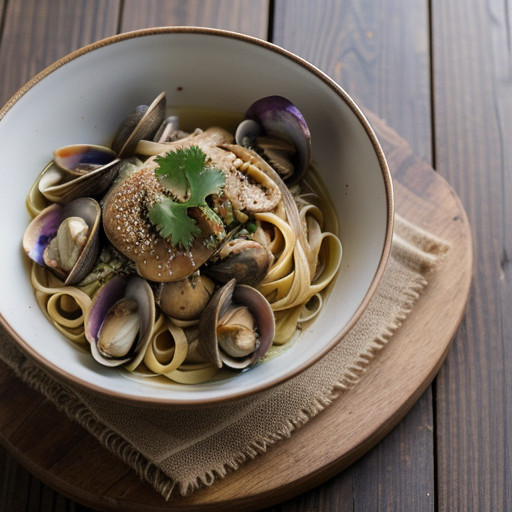Linguine & Clams in Ginger-Soy Broth *Jb recipe image