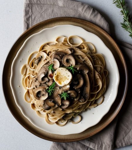 Linguine W/Mushrooms & Garlic recipe image