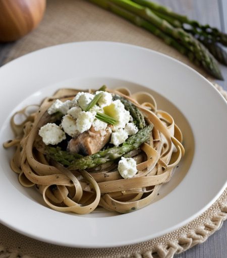 Linguine With Asparagus & Goat Cheese recipe image