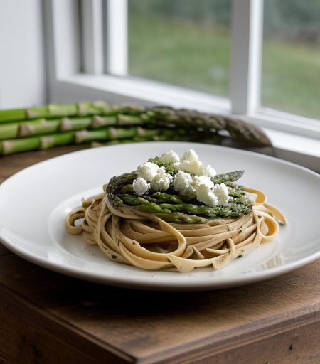 Linguine With Asparagus and Goat Cheese recipe image