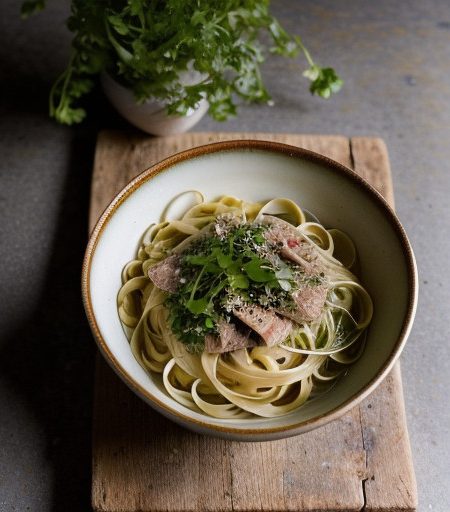 Linguine With Clam Water Cress Sauce recipe image