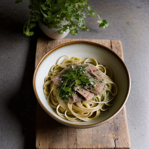 Linguine With Clam Water Cress Sauce recipe image