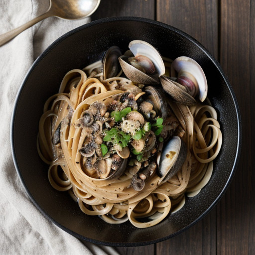 Linguine With Clams in Black Bean Sauce *Jb recipe image