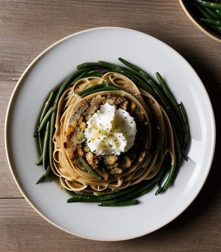 Linguine With Greens~ Potato~ Garlic~ Hot Pep recipe image