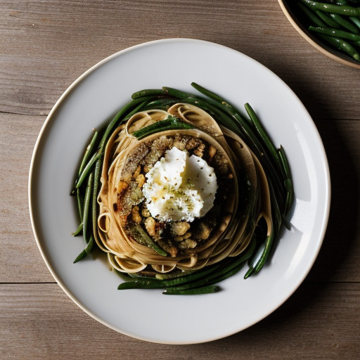 Linguine With Greens~ Potato~ Garlic~ Hot Pep recipe image