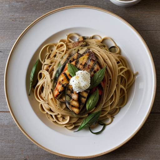 Linguine With Grilled Vegetables & Herb Bre recipe image