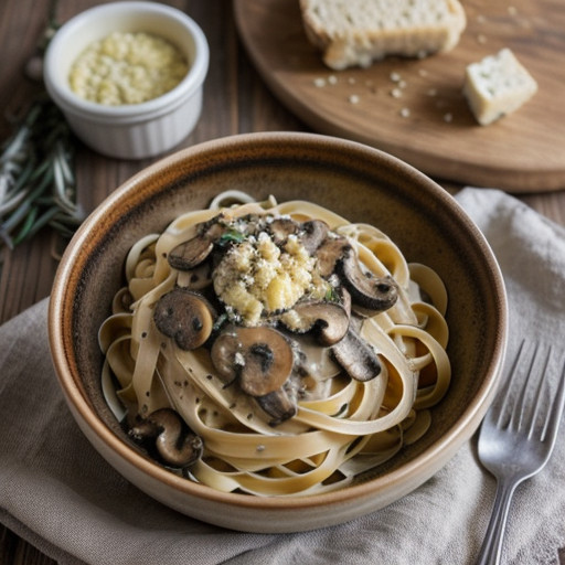 Linguine With Mushroom & Garlic Cream Sauce recipe image