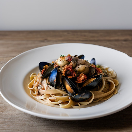Linguine With Mussels, Sun-Dried Tomatoes and Olives recipe image