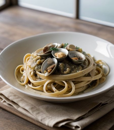Linguine With Olive-Clam Sauce recipe image