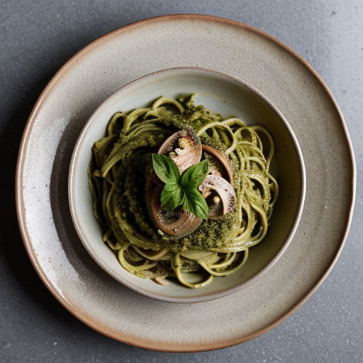 Linguine With Pesto-Clam Sauce - Bon Appetit recipe image