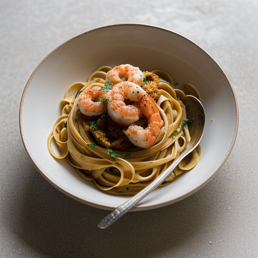 Linguine With Shrimp & Saffron Sauce recipe image