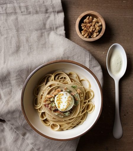 Linguine With Walnut Cheese Sauce recipe image