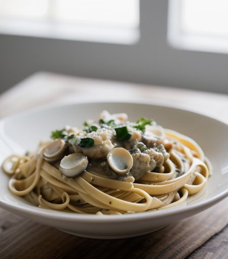 Linguine With White Clam Sauce (Creative recipe image