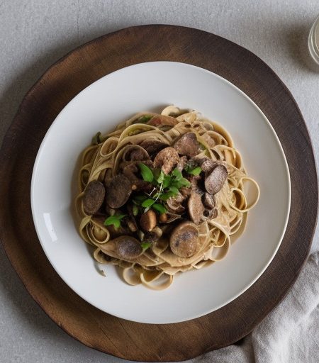 Linguine With Wild Mushrooms and Sausage - Bon Appetit recipe image