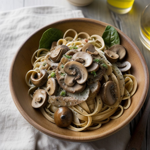 Linguine in Mushroom Caesar Salad recipe image