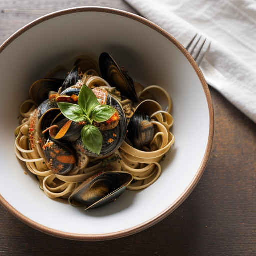 Linguine in Tomato-Mussel Sauce recipe image