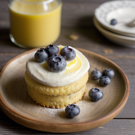 Lo-Fat Cornmeal-Pecan Shortcakes W/Lemon Curd & Blueb recipe image