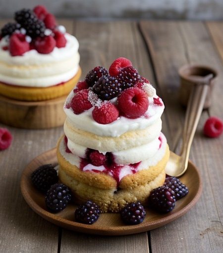 Lo-Fat Summer Berry Shortcakes With Vanilla Sauce (6.5 PTS recipe image