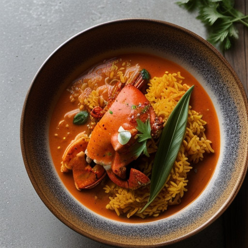 Lobster in Tomato Sauce With Saffron Rice recipe image