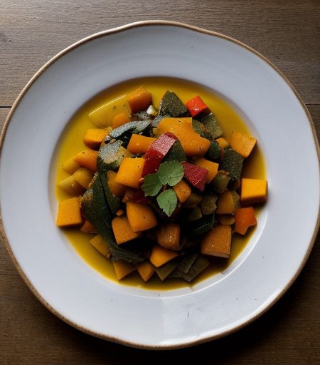 Low-Fat Braised Squash With Peppers & Hominy (High Fiber recipe image