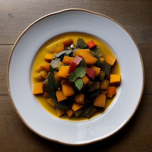 Low-Fat Braised Squash With Peppers & Hominy (High Fiber recipe image