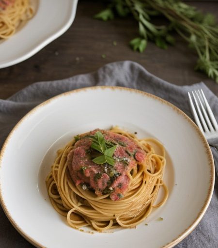 Low-Fat Spaghetti Carbonara recipe image
