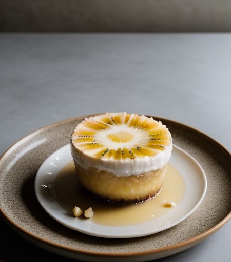 Macadamia Nut Creme Brulee With Tropical Fruit - Bon Appe recipe image