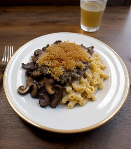 Macaroni & Cheese With Ground Beef & Mushroom recipe image