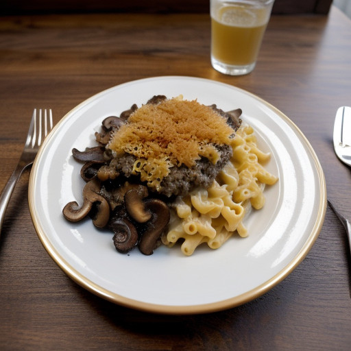 Macaroni & Cheese With Ground Beef & Mushroom recipe image
