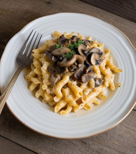 Macaroni and Cheese With Ground Beef and Mushrooms recipe image
